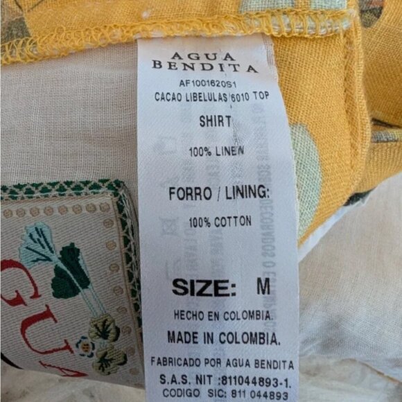 Agua Bendita Linen Dragonfly Skirt Top Set Medium - Picture 14 of 15